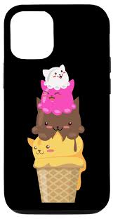 Amazon.com: iPhone 1212 Pro Ice Cream Cats Cat Dessert Kitty Scoops Cute  Chibi Cartoon Case : Cell Phones & Accessories