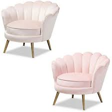 Velvet Seashell Shell Club Accent Lounge Chair Light Beige Or Pink Gold Legs Stylish Chairs Gold Bedroom Decor Gold Room Decor