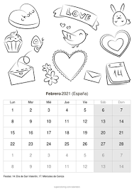 Calendario 2021 de argentina con los días festivos y feriados de todos los años y formato imprimible. Calendario Para Imprimir Y Colorear Febrero 2021 Bebeazul Top