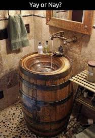 Real 53 Gallon Whiskey Barrel Used To Make Bourbon Or Whiskey These Are 34 1 2 Inches Tall 24 Rustic Bathroom Decor Rustic Bathrooms Rustic Bathroom Designs