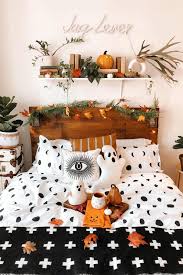 Halloween Bedroom Decor Because Why Can T Every Room Be Spooky Add Some Pumpkins Black And Whit Fall Bedroom Decor Halloween Bedroom Decor Halloween Bedroom