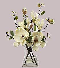 Check spelling or type a new query. Amazon Com Magnolia Faux Floral Arrangement W Glass Vase Beautiful Artificial Flowers New Home Kitchen