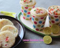 Moist white cake with raspberry mousse icing $ 4. Annapurna Lemon Semolina Cake In Teacups Egg Less And Without Oven
