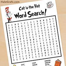 Free Printable Cat In The Hat Word Search Dr Seuss Classroom Dr Seuss Day Dr Seuss Activities