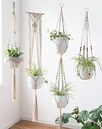 Mkouo Blumenampel Makramee Pflanzenhalter Set Of 4 Indoor Wandbehang Pflanzer Korb Blumentopf Halter Bo Macrame Plant Hangers Macrame Plant Hanger Plant Hanger
