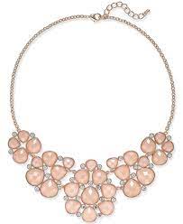 Charter Club Rose Gold Tone Pink Crystal Drama Necklace Only At Macy S Chunky Necklaces Rose Gold Jewelry Necklace Statement Collar Necklace Macys Jewelry