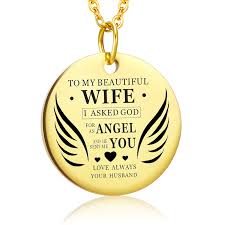 Keep loving me like this!. Amorui To My Beautiful Wife Round Pendant Necklace Staionless Steel Engraving Heart Gold Color Valentine S Day Gift Jewelry Pendant Necklaces Aliexpress