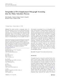 May not discriminate or retaliate against. Pdf Integration Of Pre Employment Polygraph Screening Into The Police Selection Process Charles Honts Academia Edu