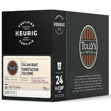 Overall, the average pod contains 11 grams of coffee and costs about $0.75. Tully S Coffee Italian Roast Extra Bold K Cup Pods 24 Pack Staples Ca