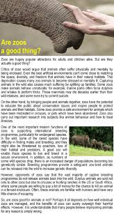 Are Zoos A Good Thing English Writing Reading Comprehension Essay Writing Skills