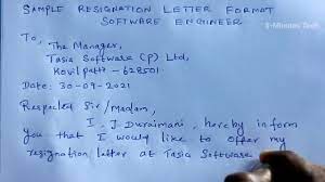 Software Engineer Resignation Letter Format - Youtube
