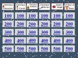 This Fun Interactive Christmas Themed Jeopardy Game Is The Perfect Addition To Your Holiday Holiday Jeopardy Fun Christmas Party Games Christmas Jeopardy Game
