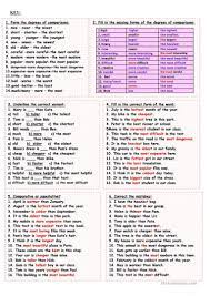 Print our adjectives worksheets to learn skills like antonyms, identifying adjectives in sentences recalibrate your descriptive language with our printable adjective worksheets for kindergarten through grade 7 children. Comparatives And Superlatives Worksheet Free Esl Printable Worksheets Made By Teachers Learn Hebrew Grammar Practice English Vocabulary Words