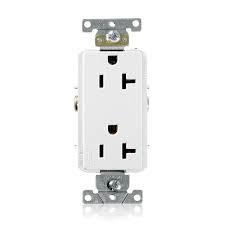 Leviton Decora Plus 20 Amp Industrial Grade Duplex Outlet White R82 16352 0ws The Home Depot