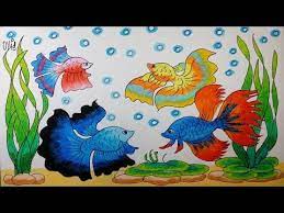 Cara mudah menggambar ikan hias tutorial indonesia. Cara Menggambar Ikan Cupang Dan Tanaman Air Dengan Crayon Oil Pastel Seni Menggambar Pelajaran Seni Ikan Cupang