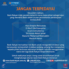 Ikuti maklumat terkini di saluran komunikasi rasmi. Bank Rakyat Anda Jangan Terpedaya Bank Rakyat Tidak Facebook