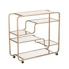 Locking casters provide easy mobility. Marianne Mirrored Bar Cart Gold Aiden Lane Target