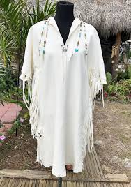 White Deerskin Dress Native American Style Wedding Dress White Buckskin Butterfly Dress With Fringe Native American Fashion Deerskin Dress Native Dress