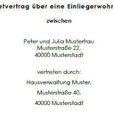 Kostenloser mustermietvertrag als vorlage für word & co. Mietvertrag Einliegerwohnung Hier Zum Download