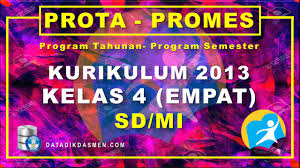 Silabus kelas 1 sd k13 semester 1. Prota Dan Promes Kelas 4 Sd Mi Kurikulum 2013 Tahun Pelajaran 2021 2022 Datadikdasmen Com