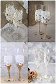 Rustic Style Wedding Decor Ideas Wine Glasses With Rope White Lace And Pearls Wedding Wine Glasses Diy Wedding Champagne Flutes Wedding Champagne Flutes Diy