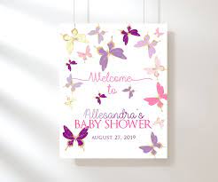 Butterfly Baby Shower Welcome Sign Editable Girl Baby Shower Etsy Butterfly Baby Shower Baby Shower Welcome Sign Gold Butterfly Party