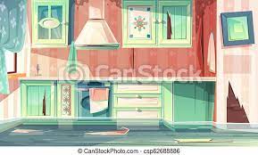 Search 123rf with an image instead of text. Vector Flood In Dirty Kitchen Provence Room Vector Cartoon Background With Provence Room The Flood In Dirty Kitchen Leak Canstock