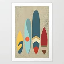 New Day New Waves Art Print Surfing Art Print Mid Century Modern Art Art Poster Wall Art Print Vintage Art Print Surfboards Wave Sun Sand Gold Art Print Vintage Art Prints Wave Art