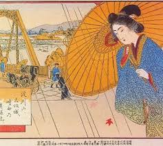 女性ファッション 明治 36年 大阪の 時雨 の奥様風 大阪 淀川 天神橋 天満宮 ブラウスコーデ ブラウスとスカート 神仏 ファッションデザイン ファッションスナップ ワンピース大好き ukiyoe japanese art art