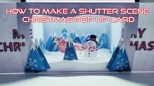The 3d card base folds flat but slides open to reveal a dimensional scene. Youtube Video How To Make A Shutter Scene Christmas Pop Up Card Handmade Video