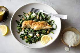Pan Fried Halibut With Spiced Chickpea And Herb Salad Recipe Nyt Cooking