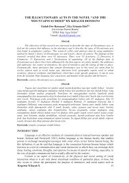 Mereka berdua juga punya kisah hidup dan perjuangan yang berbeda. Pdf The Illocutionary Acts In The Novel And The Mountains Echoed By Khaled Hosseini