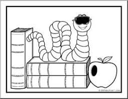 This cartoon bookworm (coloring page) clipart is great to illustrate your teaching materials. Coloring Page Cool Bookworm Abcteach