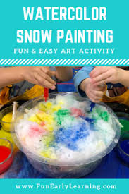 Here is how we did snow painting with kids: Watercolor Snow Painting Art And Sensory Activity For Preschool Kinder