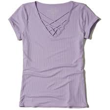 Hollister Strappy V Neck T Shirt 20 Liked On Polyvore Featuring Tops T Shirts Light Purple Ribbed Tee Purpl Purple T Shirts Slim Fit Shirt Slim Shirts