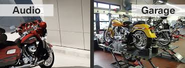 We installed the pvc floor tiles in a checker board pattern in black and silver colors. Audio Garage Harley Davidson