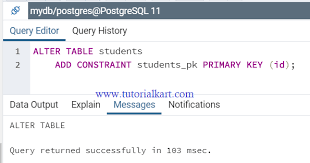 Postgresql How To Make An Existing Column As Primary Key