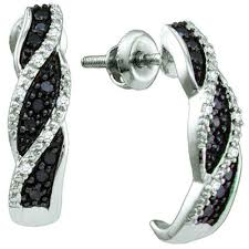 Black And White Diamond Earrings Dazzlingrock Collection 0 19 Carat Ctw 10k Black White Diamond Ladies Hoop Earrings White Gold Black Diamond Earrings Black Diamond Jewelry White Gold Earrings
