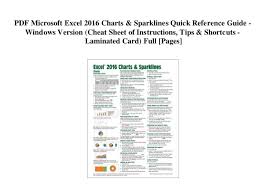 Pdf Microsoft Excel 2016 Charts Sparklines Quick Reference