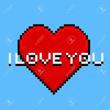 Visuel vu ici pixel art : Pixel Art Carte De Voeux Avec Le Coeur Et La Banniere Je T Aime Clip Art Libres De Droits Vecteurs Et Illustration Image 42947589