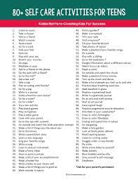 Self care challenge for students. 80 Self Care Activities For Teens Kiddie Matters