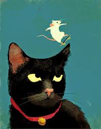 Eva Vazquez Cat Mouse Skateboard Illustration Cats Illustration Black Cat Art Cat Illustration