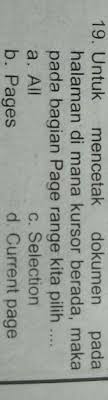Untuk Mencetak Dokumen Pada Halaman Di Mana Kursor Berada Maka Pada Bagian Page Range Kita Brainly Co Id