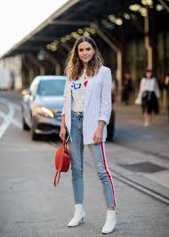 The Street Style In Sydney Right Now Is All About The Little Details Denim Trends Embroidered Denim Shirt Striped Jacket
