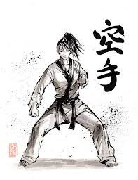 Print Karate Girl Japanese Calligraphy And Painting By Mycks Etsy Martial Arts Techniques Karate Martial Arts Martial Arts Girl