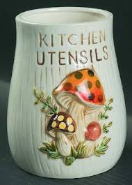 Merry Mushroom Kitchen Utensils Holder Mushroom Decor Vintage Mushroom Kitchen Decor Wall Art