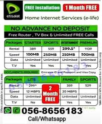 Etisalat Elife Plans Home Internet Router Tv Channels