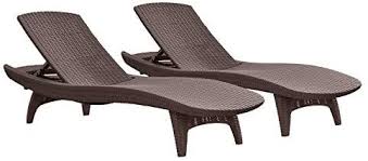 Amazon Com Keter Set Of 2 Pacific Sun Lounge Outdoor Chaise Pool Chairs With Resin Rattan L In 2020 Pool Chaise Lounge Outdoor Patio Chaise Lounge Patio Chaise Lounge
