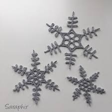 This beautiful snowflake has been crocheted in round shape starting from the center to out. Pattern For 3 Crochet Feathery Snowflakes Saraphir