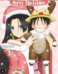boa and luffy xmas one piece anime one piece luffy anime christmas